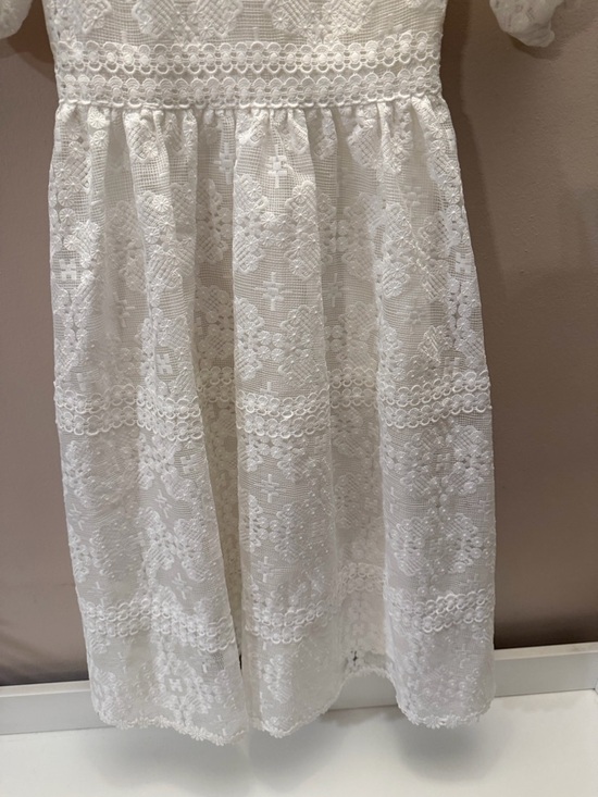 Rachel Parcell White Lace Puff Sleeve V-Neck Midi Dress XS - Picture 4 of 7